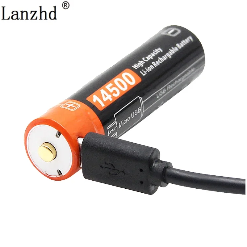 

1-12pcs ICR14500 USB 14500 900mAh 3.7v rechargeable li ion Batteries led flashlight Flat Top Battery 14mm*50mm