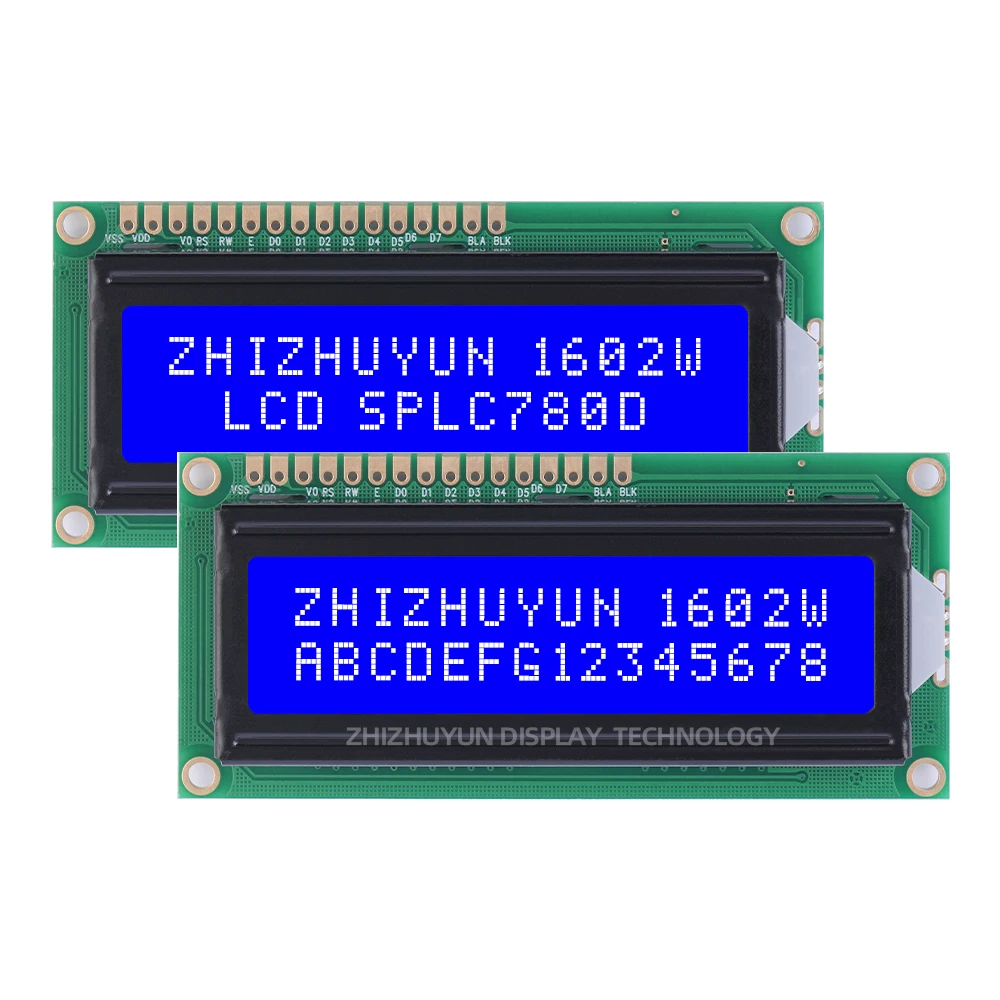 Pantalla LCD de caracteres de 1602W, membrana verde amarilla, Marco alto Stn, LCM en inglés, suministro estable de productos