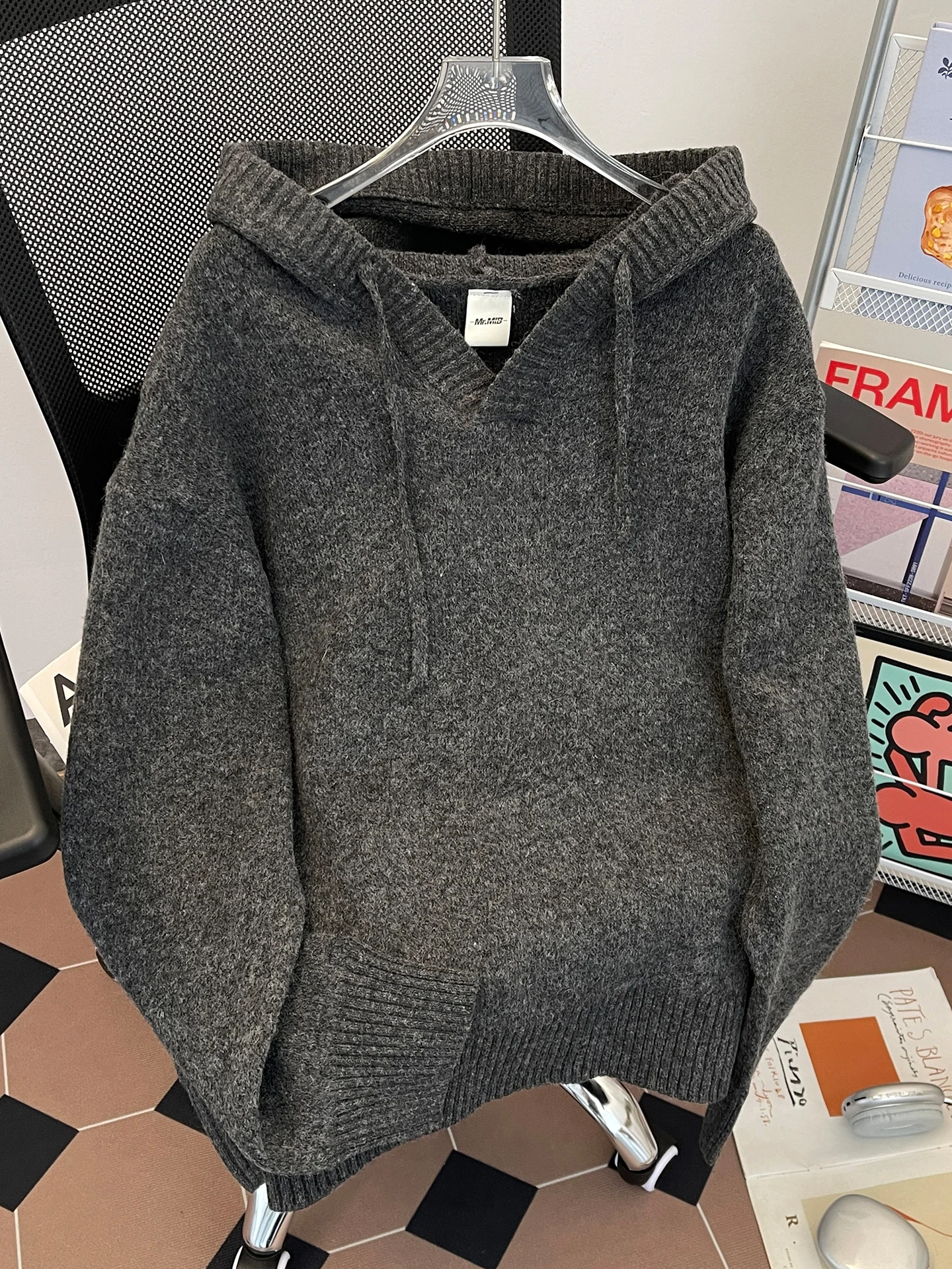 

Мужской осенне-зимний свитер с капюшоном, свободный крой, теплый, повседневный, винтажный, вязаный, для улицы, кампуса, свиданий, вечеринок, путешествий