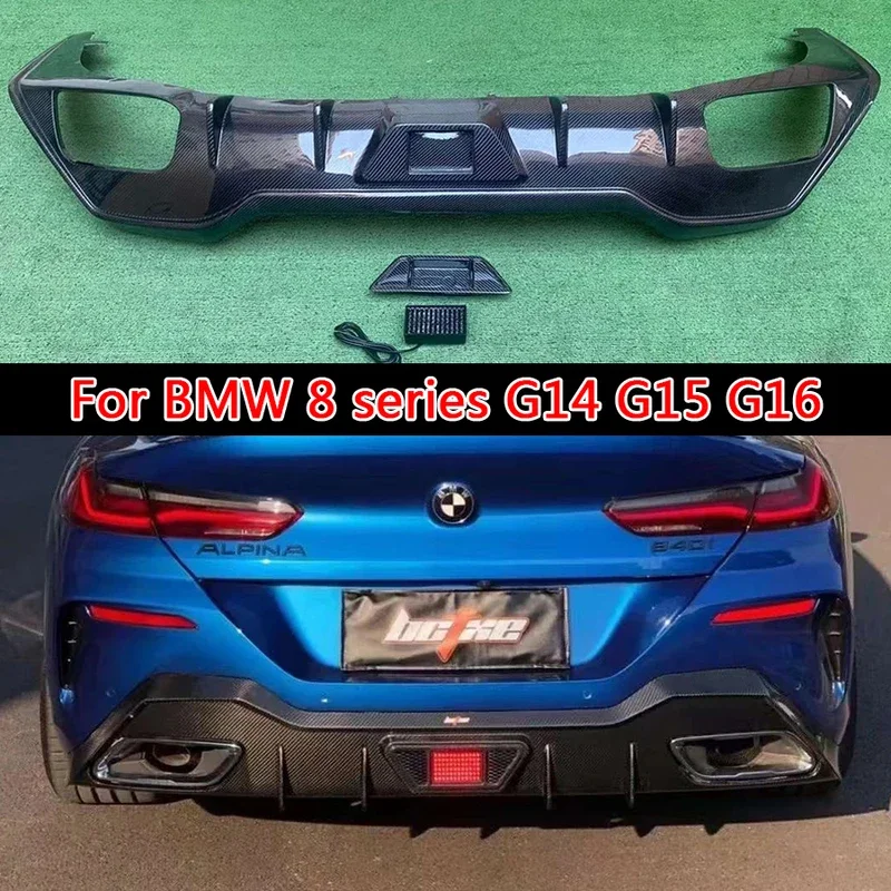 For BMW 8 series G14 G15 G16 AC style Carbon Fiber Car Rear Bumper Diffuser Rear Splitters Spoiler Back lip Car Accessories