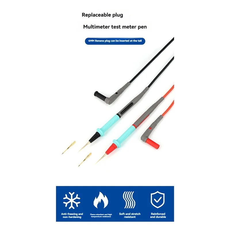 Set di puntali in silicone per penna multimetro in acciaio inossidabile Set sonda placcata oro sostituibile da 0,1 mm per multimetro digitale-AT64