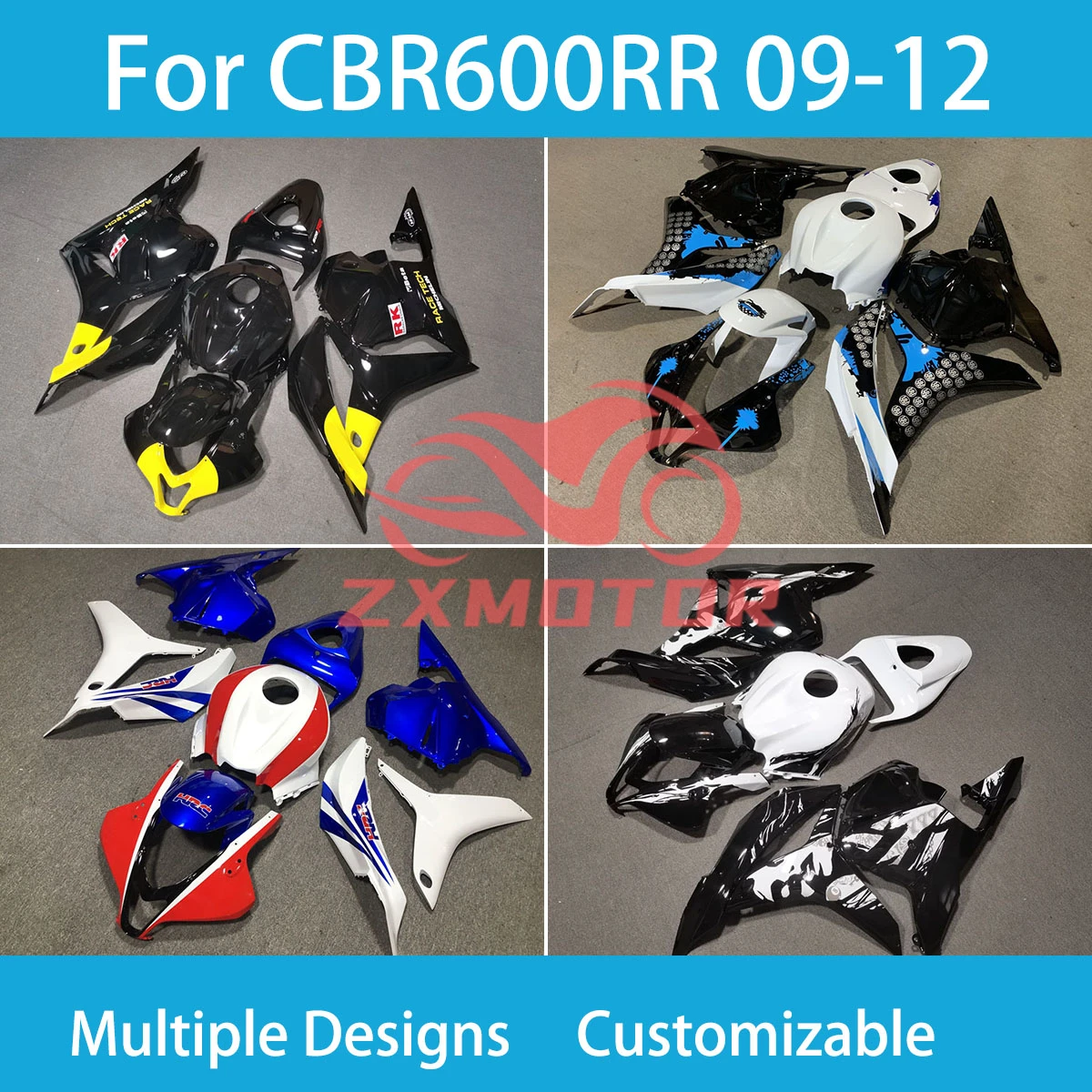 

100% комплект обтекателей CBR 600RR 2009 2010 2011 2012, аксессуары для мотоциклов, обтекатели для Honda CBR 600 RR 09 10 11 12