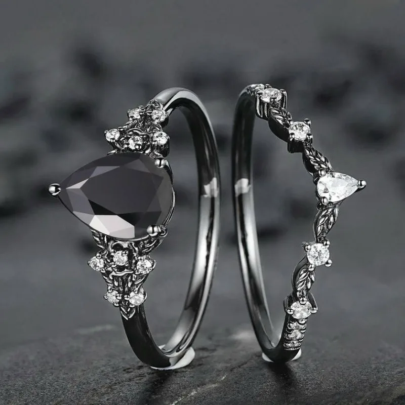 

Dark style sexy temperament flower ring layering charm gorgeous jewelry banquet engagement anniversary wearing high-end gifts
