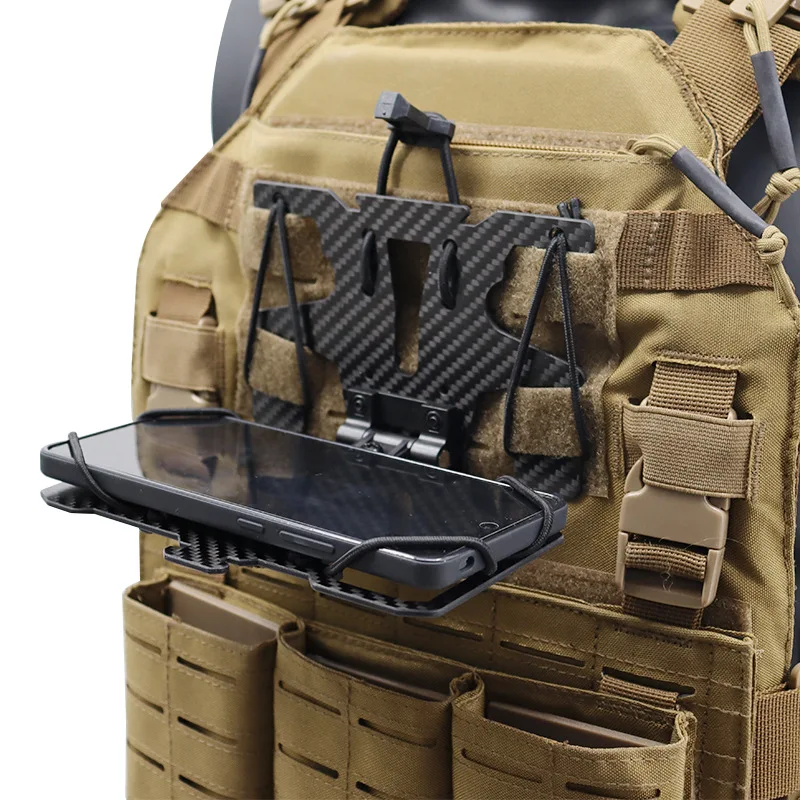 

Carbon fiber folding navigation board MOLLE system mounted universal tactical vest chest hanging mobile phone holder navigation