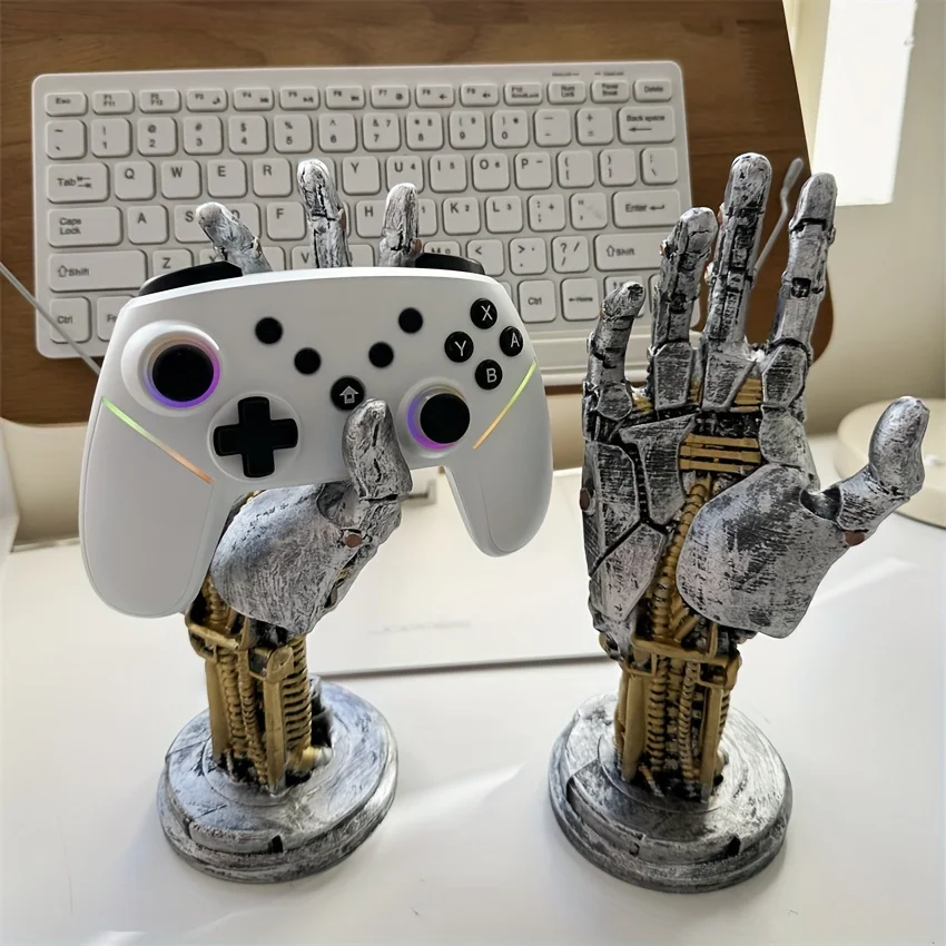 Cyberpunk 3D Gamepad Holder - Robotic Hand Storage Box for Controller Phone Keys, Sci-Fi Desk Organizer Cool Tech Gift