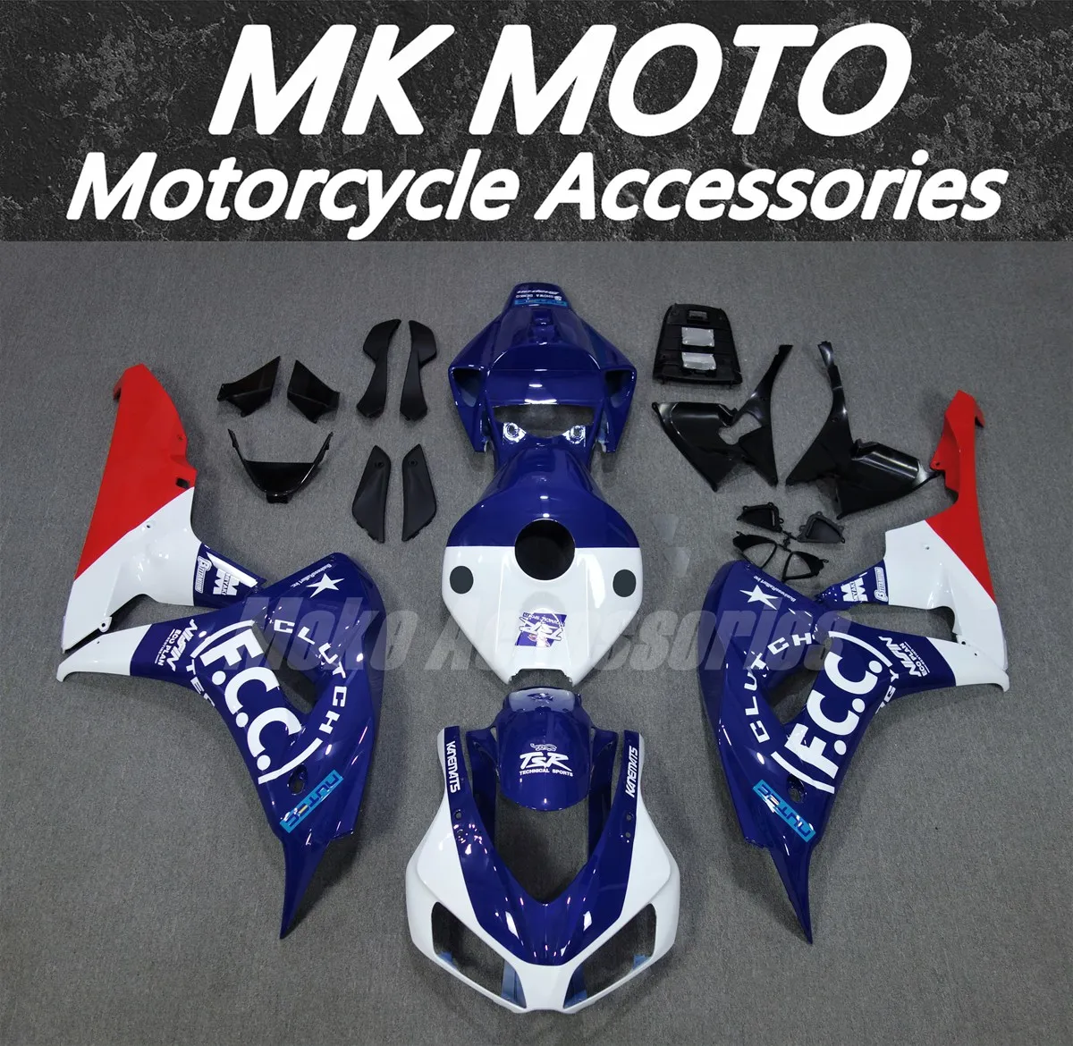 

Moke moto Motorcycle Fairings Kit Fit For Cbr1000rr 2006-2007 Bodywork Set 06-07 High Quality ABS Injection New Blue F.C.C Red