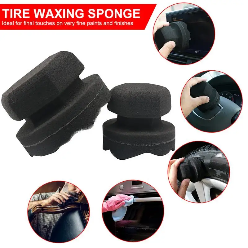 Car Wash Wax Sponge Pad High Density Foam Wave Type Handheld Tire Waxing Sponge Auto Body Coating Polish Wax wheel shine tools