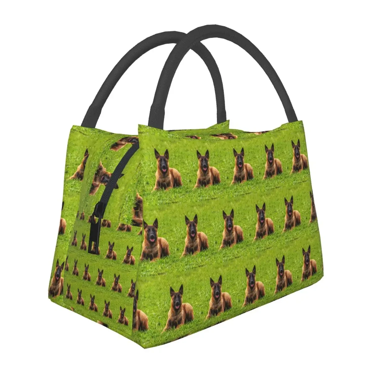 Belgian Shepherd Dog Malinois Lightweight Handheld Insulated Lunch Bag Aluminum Foil Liner for Adults Students Travel Picnic