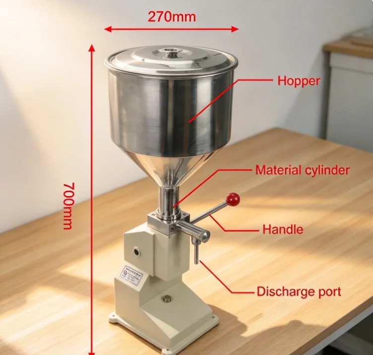 Liquid Filling Machine Manual 50ml Adjustable Cream Bottle Filler 11.5L Hopper For Cosmetic Shampoo A03