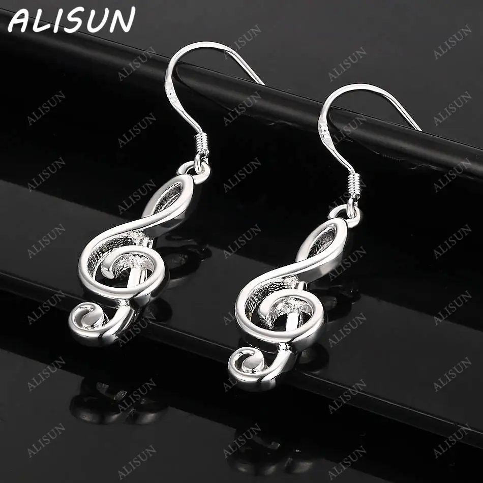 

ALISUN 925 Sterling Silver Note Earrings Stud Earrings For Women Anniversary Gift Popular Wild Fashion Romantic Jewelry