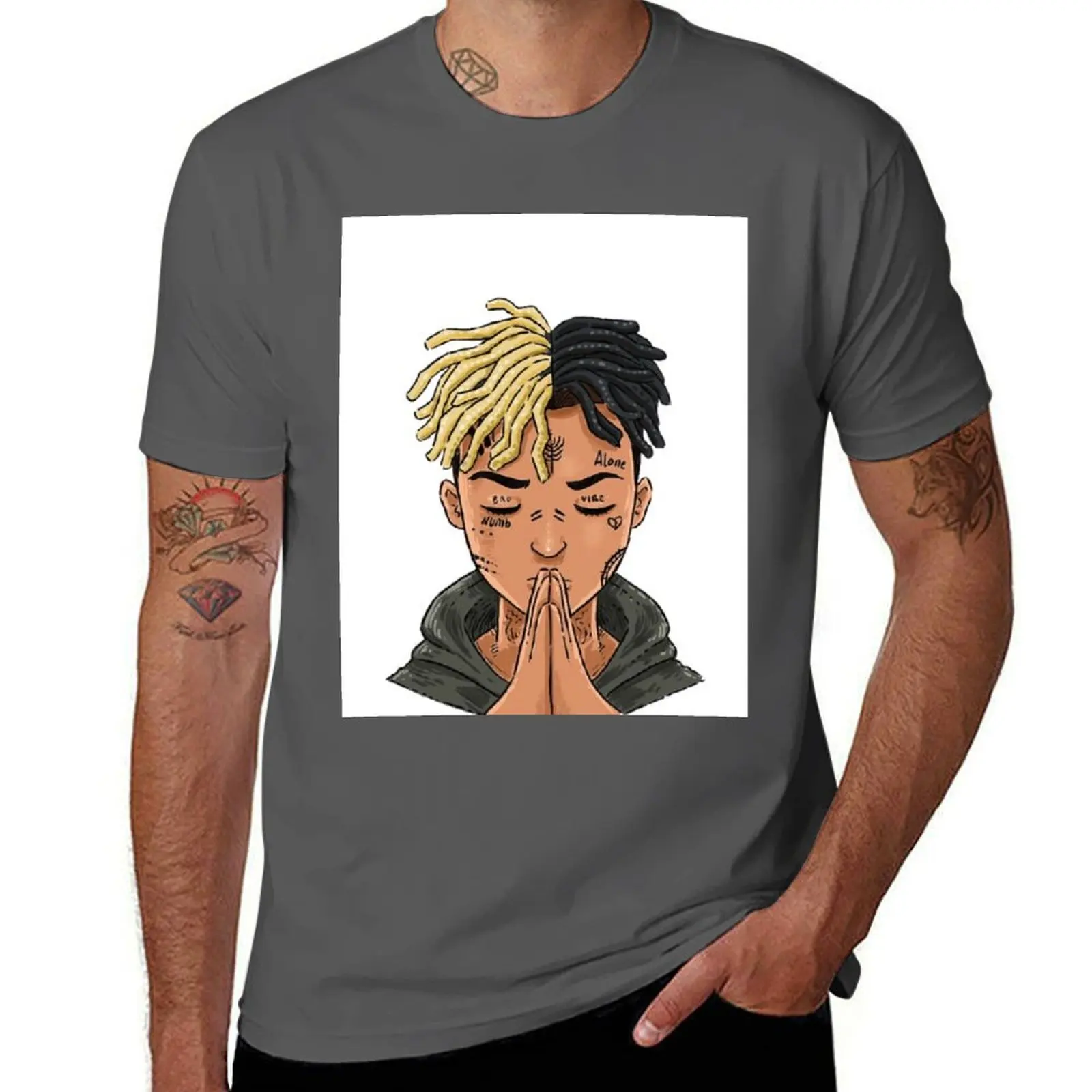 

XXXTentation draw cartoon RIP legend Rap T-Shirt Casual Daily Wear Short Sleeve Top