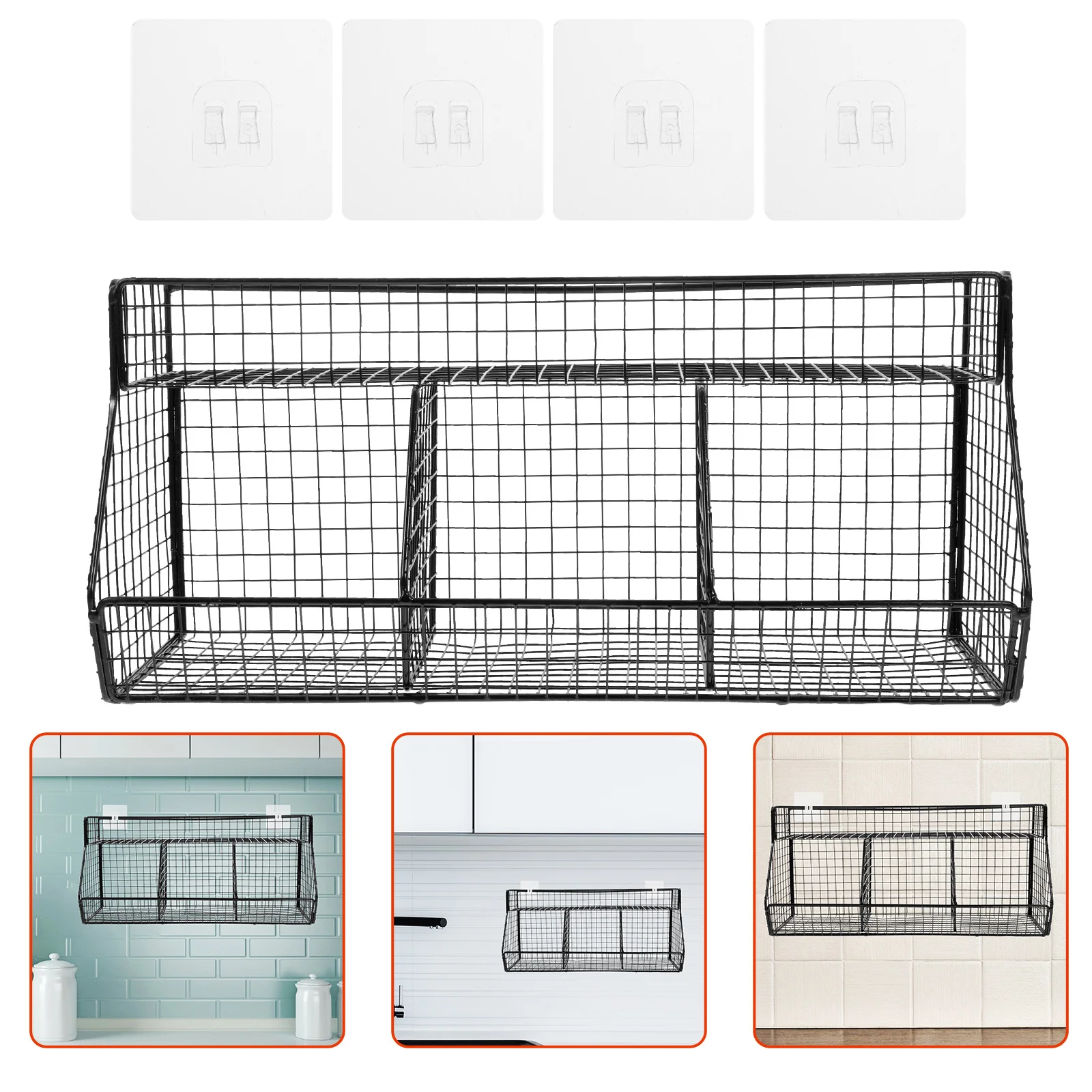 

Kitchen Wall Fruit Vegetable Basket Heavy Duty Metal Storage Holder for Pantry Garage Wall Mount Wire Basket for Sundries