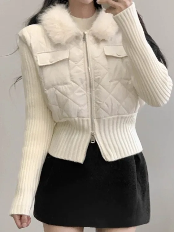 

Korean Sle Casual Hooded Zipper Versatile Warm Women's Jaet ort Waist Cinching Slimming Cotton Coat for Small Figures