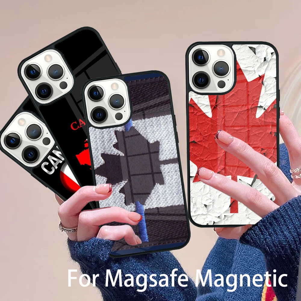 

Canada Canadian Flag Phone Case Magesafe Magnetic Wireless Charge Cover For IPhone 16 11 12 13 14 15 Pro Max Plus Mini