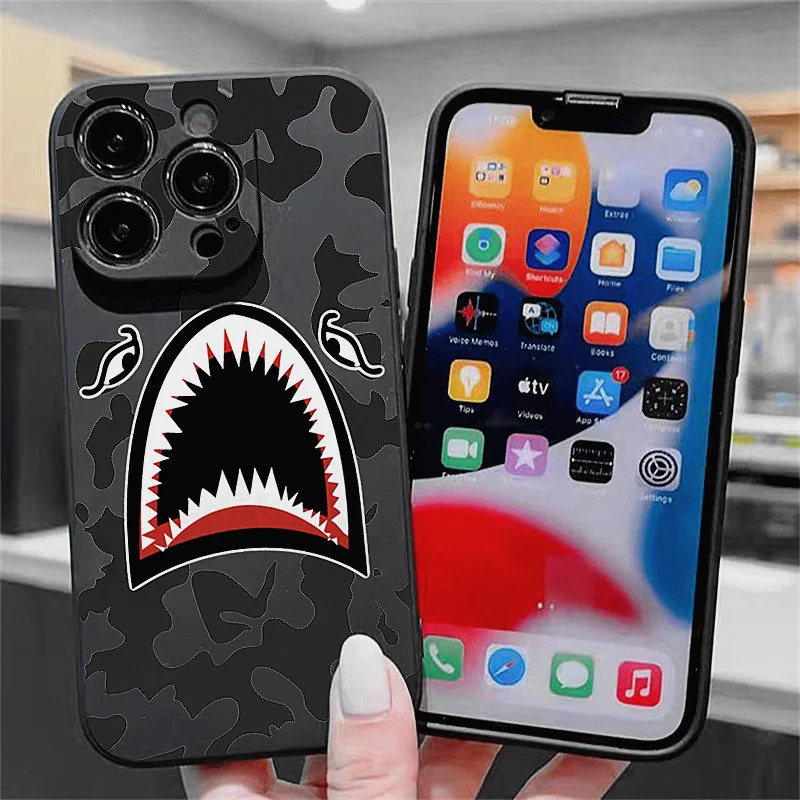 Lustige Cartoon-Hai-Handyhülle für iPhone 17, 16, 15, 14, 13, 12, 11 Pro Max Mini 7 8 Plus Air SE, stoßfeste Silikon-Softcover-Shell – Detail 1