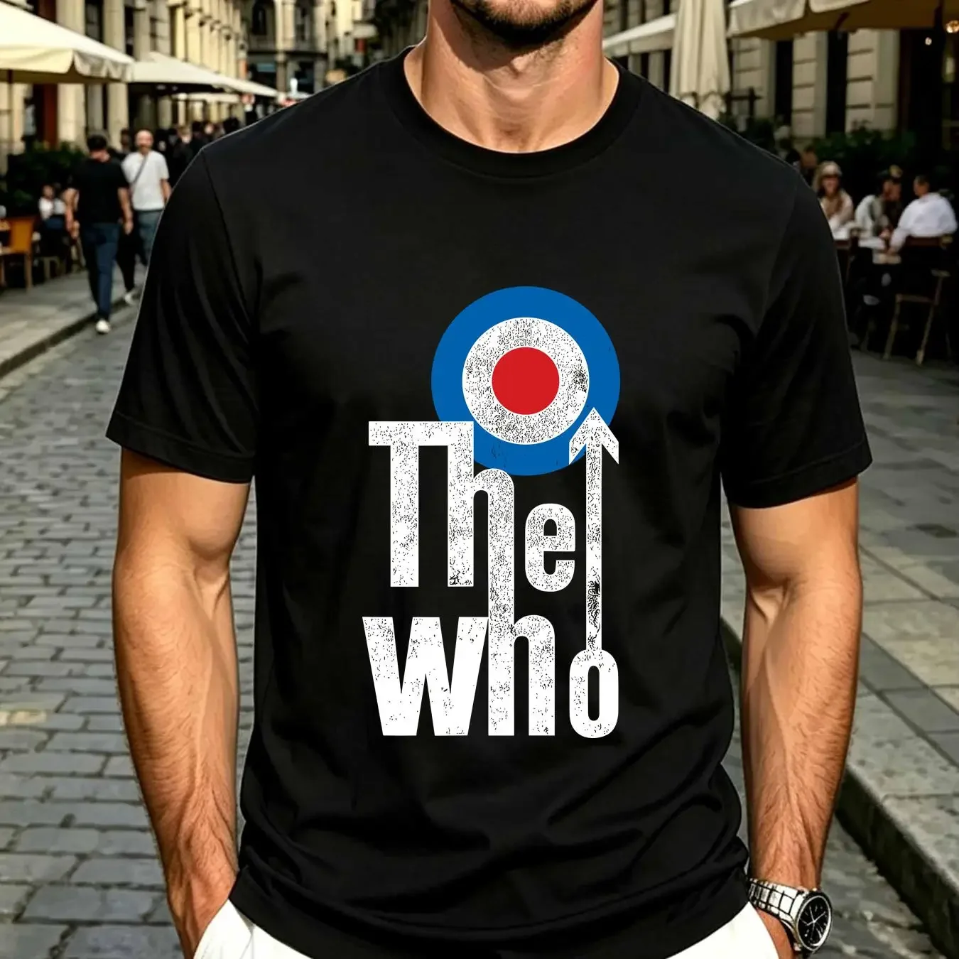 washed T Shirt The Who Official Elevated Target Band Black New vintage Washed Stylish Comfortable Unisex graphic streetwear