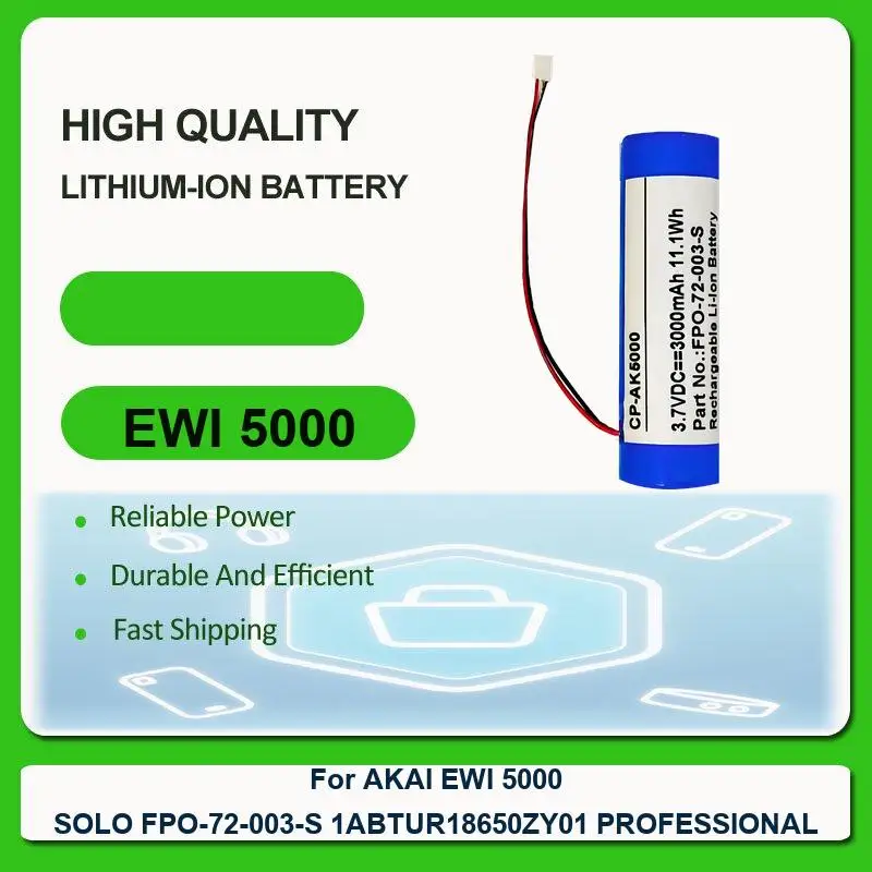 Battery For AKAI EWI 5000 SOLO FPO-72-003-S 1ABTUR18650ZY01 PROFESSIONAL Color blue NB2537-R0 UF16650ZTA