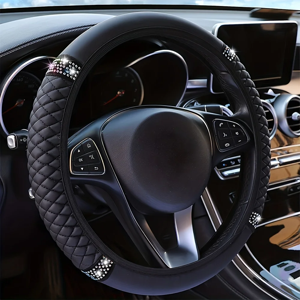 Sparkle and Shine: Inlaid Artificial Diamond Steering Wheel Cover for Women Car Accessories  Car Steering Wheel Cover