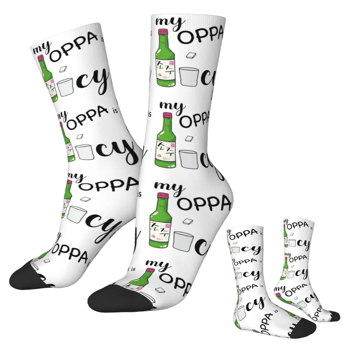 

Носки My Oppa Is So Juicy Soju, супер мягкие чулки в стиле Харадзюку, всесезонные длинные носки, аксессуары для подарка на день рождения унисекс