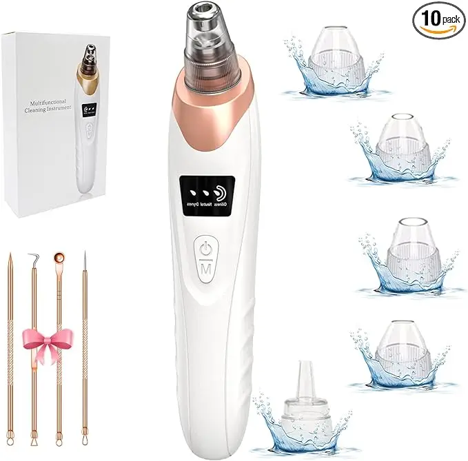 Facial Pore Cleaner 5 Suction Power Rechargeable Blackhead Vacuum Kit Electric Acne Extractor Tool For Women