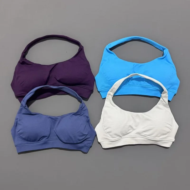 Women Sports Bra Seamless Halter Yoga Clothes Removable Cups Women Workout Clothing Gym Backless Bra Running Workout Tops image 4