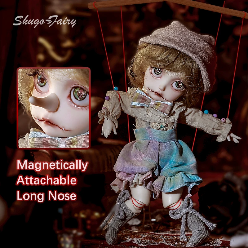 Cuerpo de tortilla para cachorro, mago de circo Retro BJD 1/6 con nariz a presión, marioneta de resina Shugafairy, conjunto completo de muñeca artística