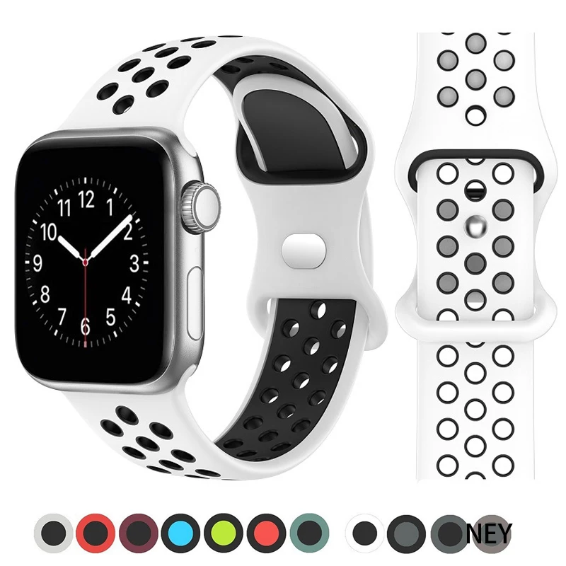 Sport Strap For Apple Watch Bands 44mm 45mm  40mm 41mm 42mm 45 44mm Silicone Bracelet IWatch Series 9 8 SE 7 3 Ultra 2 49mm Band