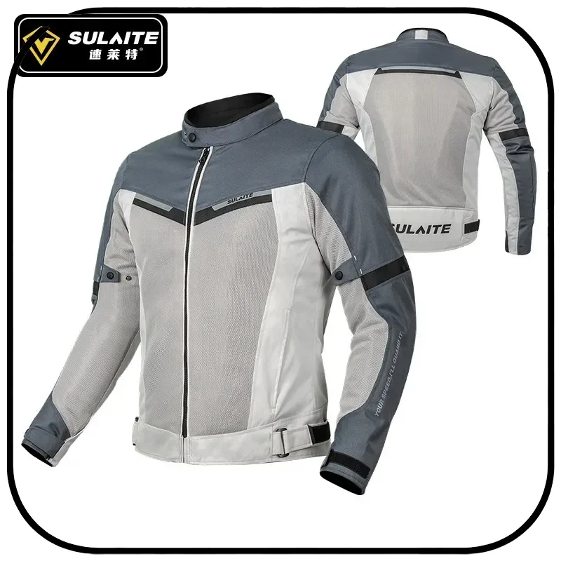 

SULAITE Summer Breathable Mesh Motorcycle Riding Jacket CE2 Shoulder Elbow Back Protectors Outdoor Racing Gear For Adult Riders