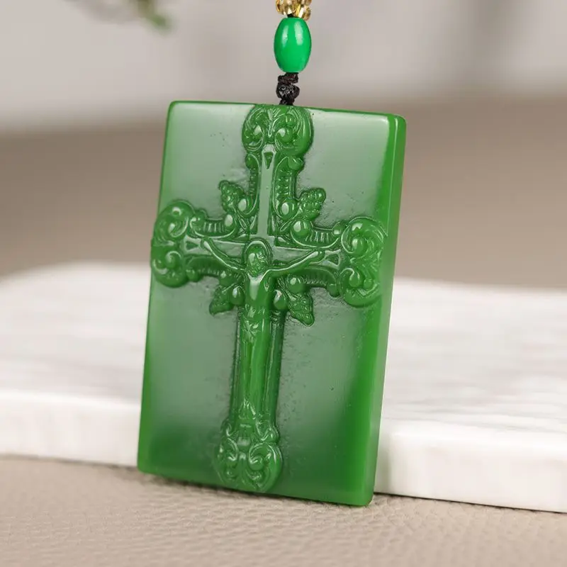 

Hetian Jade Jasper Cross Pendant Brand Men's and Women's Pendant Jade Pendant Necklace