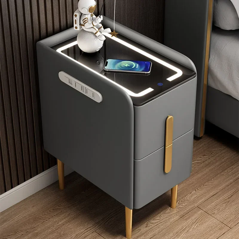 Narrow Smart Nightstands Modern Living Room Smart Small Bedside Table Wireless Charging Balcony Library Muebles Hotel Furnitur