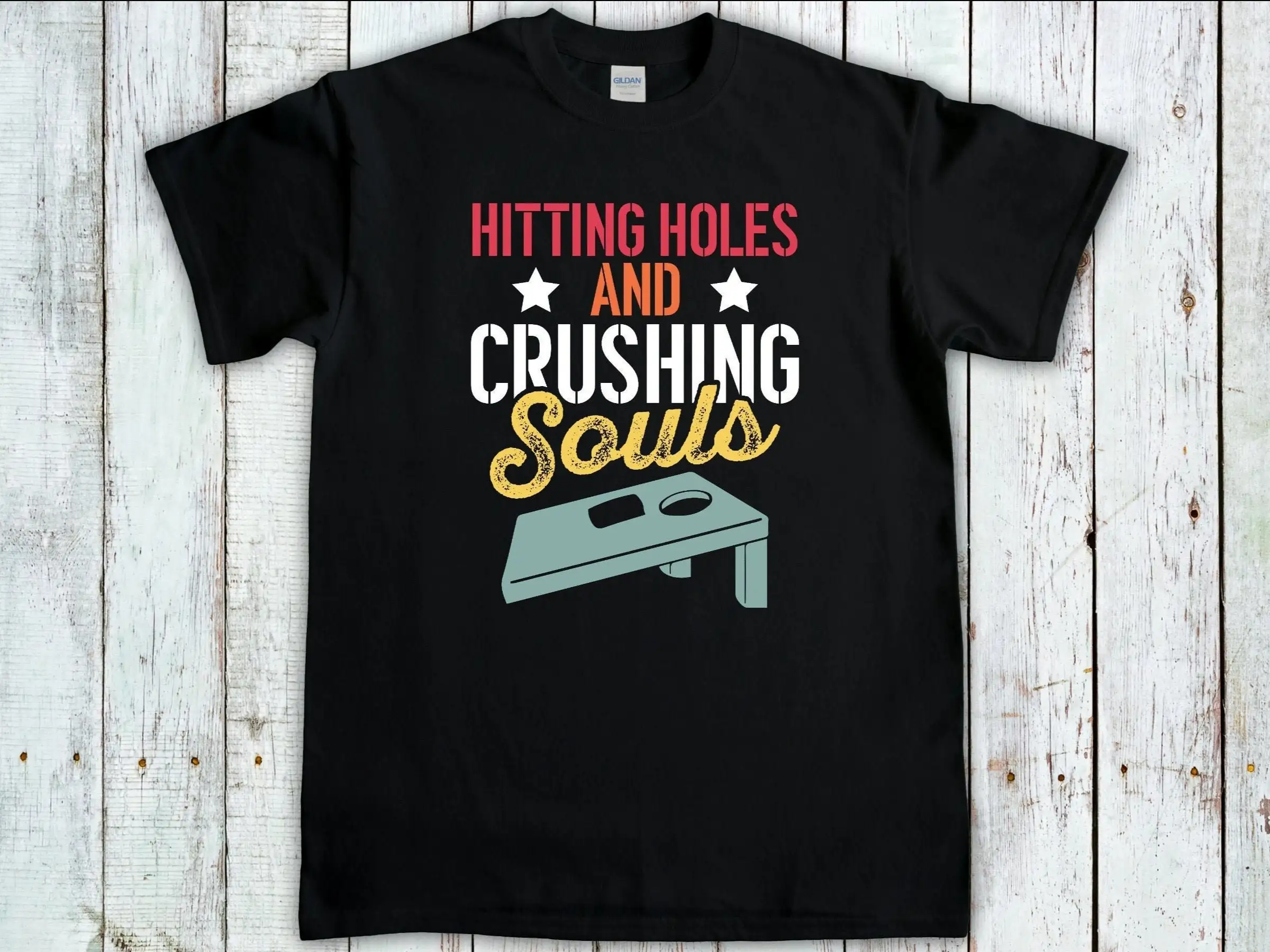 Футболка Corhole Cornhole Player Hittin Holes And Crishing Souls Футболка Bean Bag Toss Champ