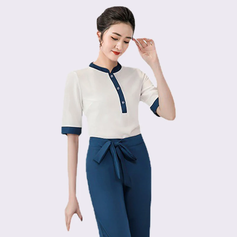 Hotel Foot Bath Sauna Professional Beautician Masseur Temperament Uniforms Half-Sleeved Shirt Trousers Beauty Salon Overalls