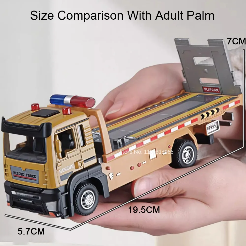 1:32 Pojazd Pomocy Drogowej Miniaturowe Modele Samochodów Zabawki Odlewane ze Stopu Metalu z Napędem Pull-Back Światło Dźwięk Płaski Samochód dla Chłopców Idealne Prezenty