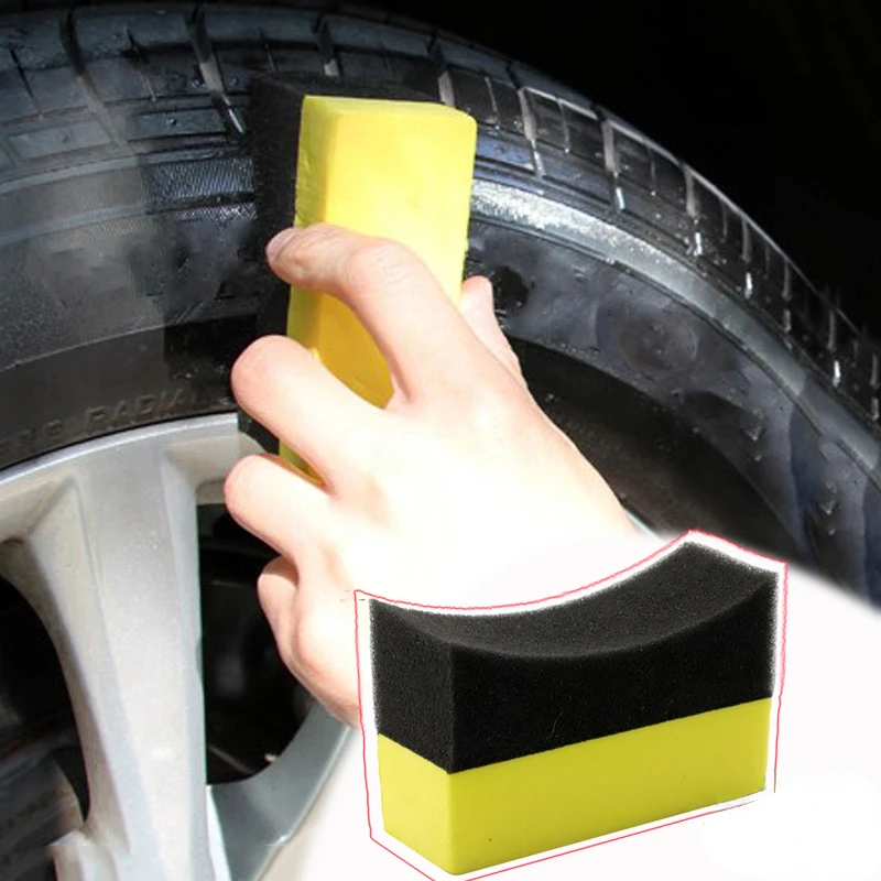 Car Wheel Polishing Waxing Sponge Brush Tire Cleaning Foam Sponge Pad Tyre Polish Detail Wash Wiper Cleaner Tool Car Accessories