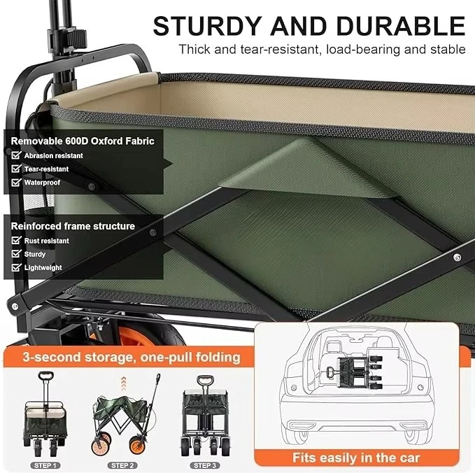 في الهواء الطلق حديقة متعددة الوظائف عربة تخييم قابلة للطي المحمولة عربة الشاطئ عربة كهربائية قابلة للشحن عربة الشاطئ #4