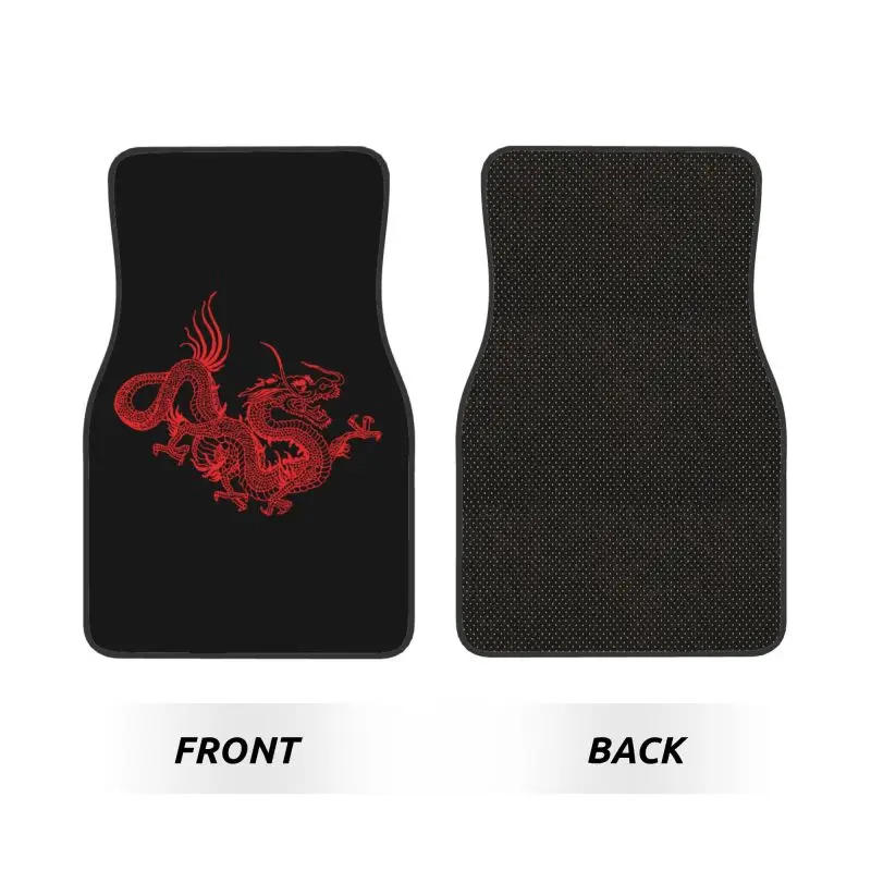 4-Piece Non-Slip Car Floor Mats China Red Dragon Print Car Foot Mats with Rubber Backing Auto Accessories Decoration Universal