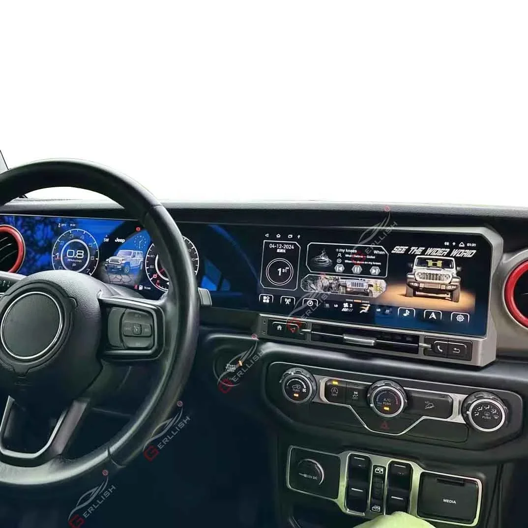 العنقودية الرقمية الظاهري قمرة القيادة سيارة مشغل وسائط متعددة ل جيب رانجلر J-MAX JL لوحة القيادة أداة سرعة متر الشاشة #3