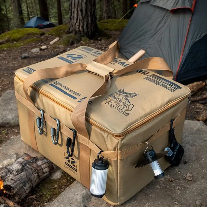 

Camp Gear Storage Bag Camping Cookware Organizer Tote Bag 30L Duffel With Ergonomic Handle Waterproof Container For Barbecue