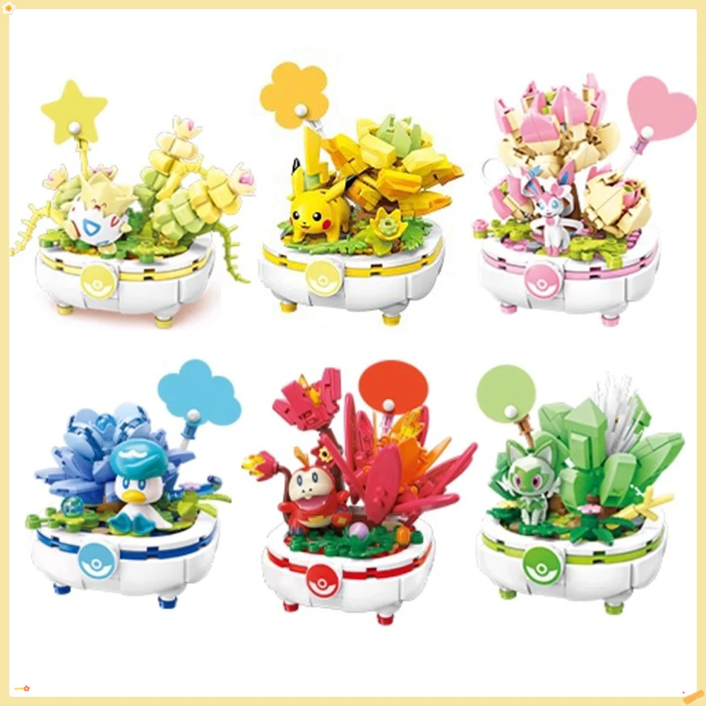 

Keeppley Pok É Mon Building Block Succulent Potted Plant Series Pikachu Sprigatito Fuecoco Puzzle Assembly Toy Birthday Gift