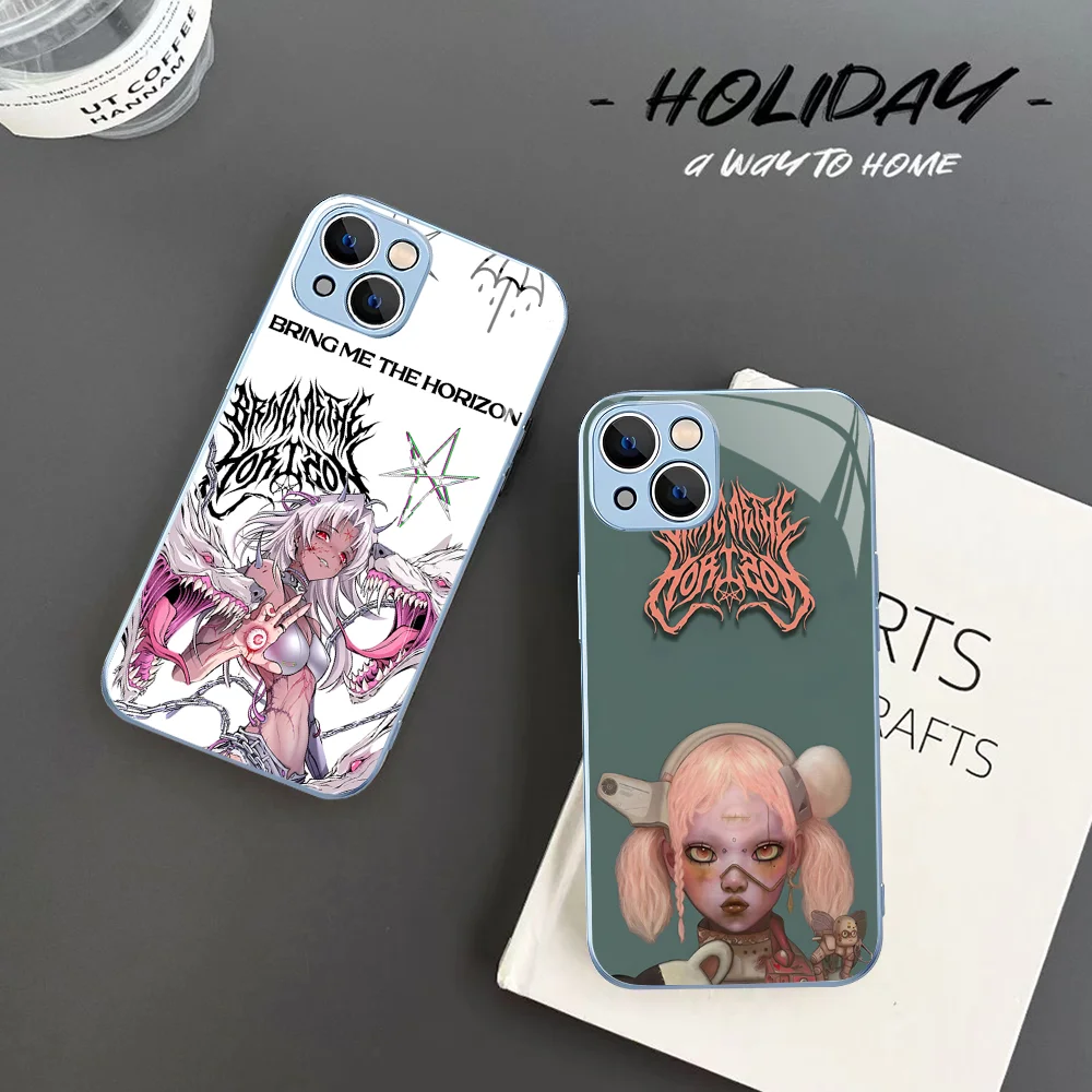 BMTH B-Bring Me The H-Horizons Phone Case Tempered Glass For Iphone 14 13 12 11 Pro Mini XS MAX 14Plus X XS XR Fundas