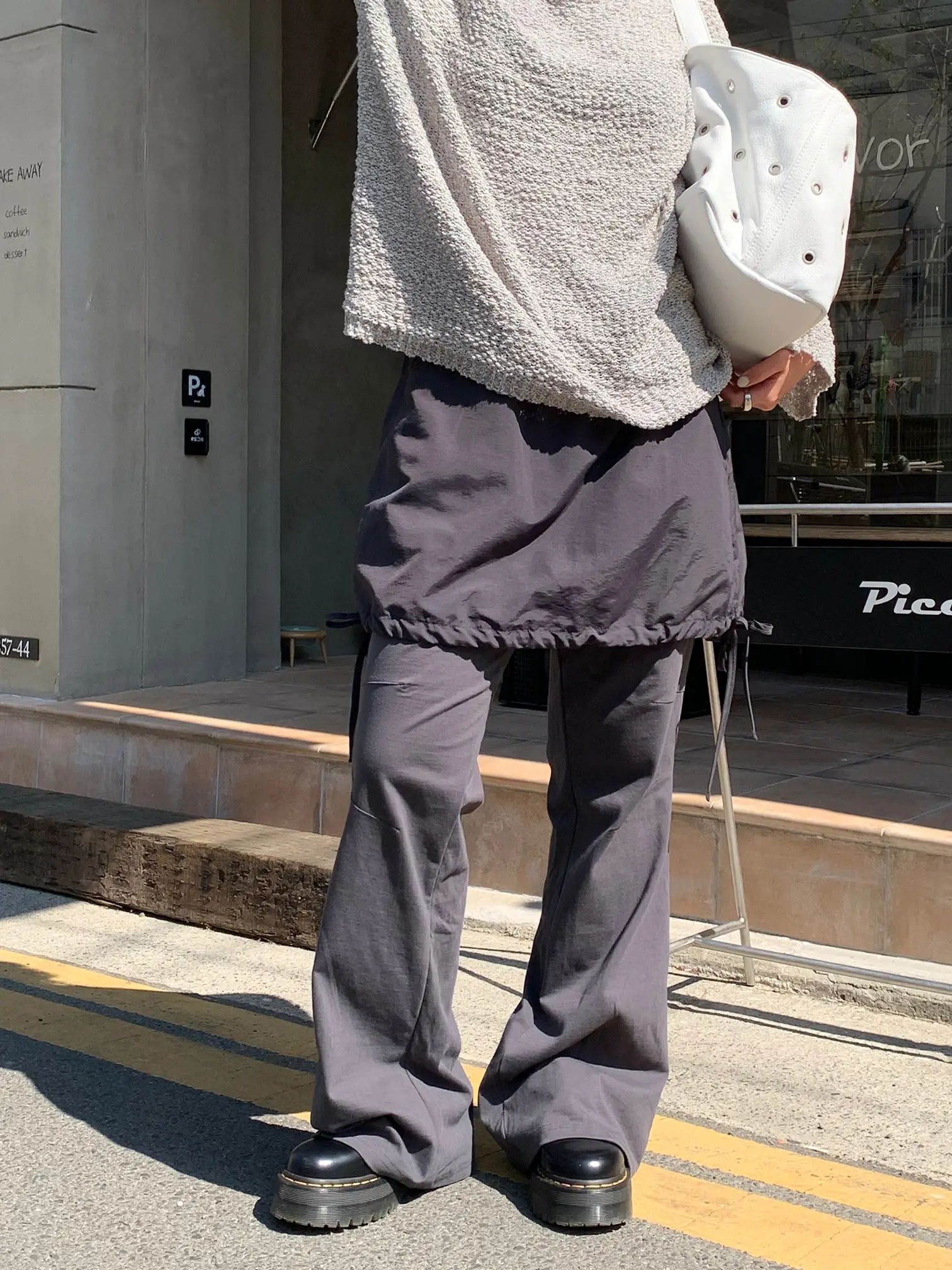 Unique Trimmed Two-Piece Skirt Pants Girl Autumn Dstring Belted  Casual Flared Long ey Pants for Teenage Girls