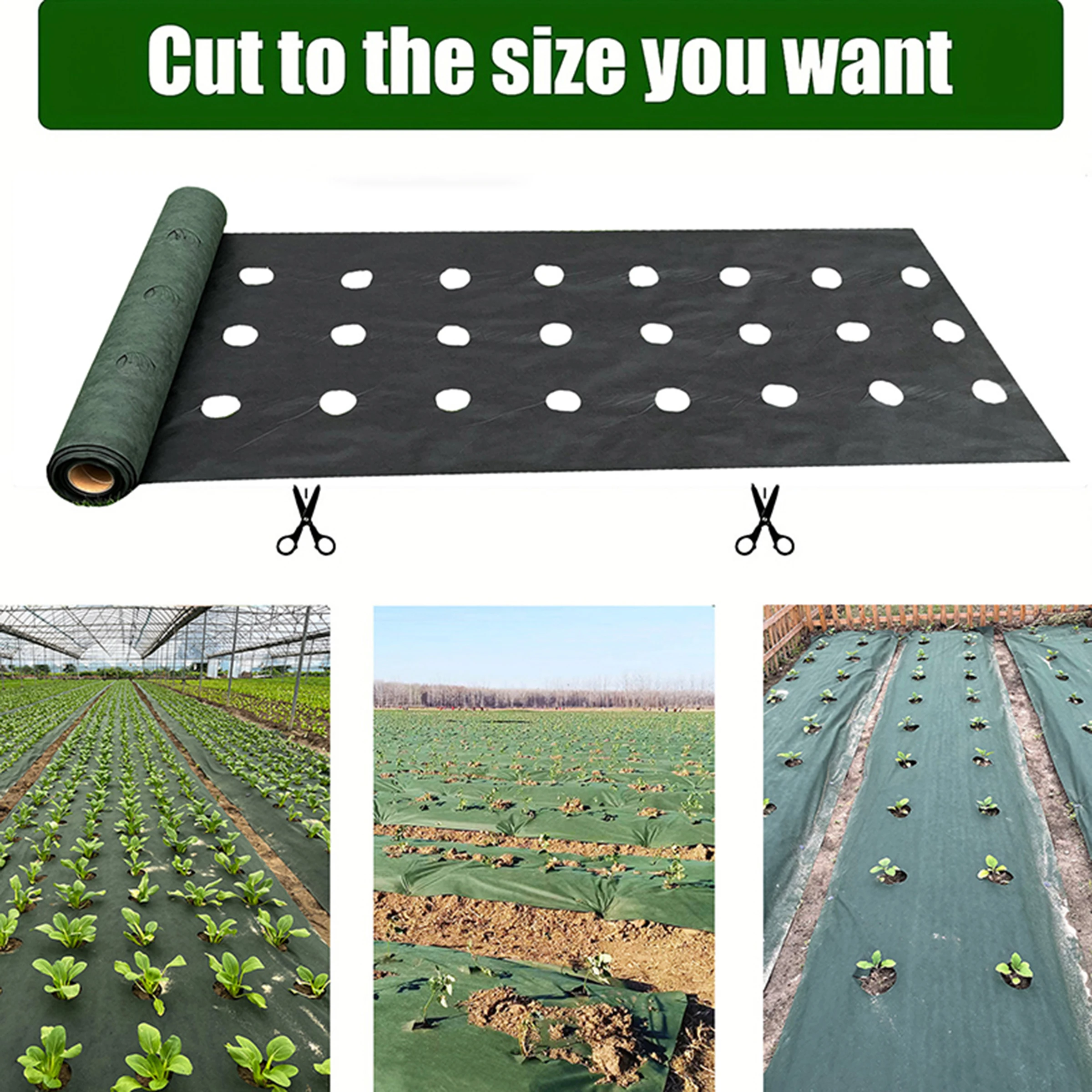0.6M Wide Perforated Green Black Grass Proof Cloth,Including 10 Ground Nails,Suitable For Weed Barriers In Vegetables And Fruits image 2