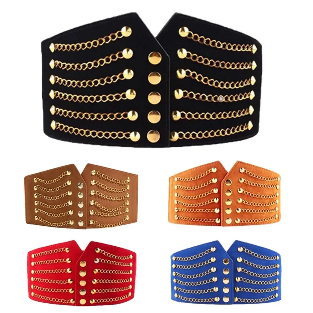 10cm Wide Waistband Women Fashion Slim Corset Cummerbunds Elastic Belts Rivet Waistband Female Coat Hige Waist Belt Accessories