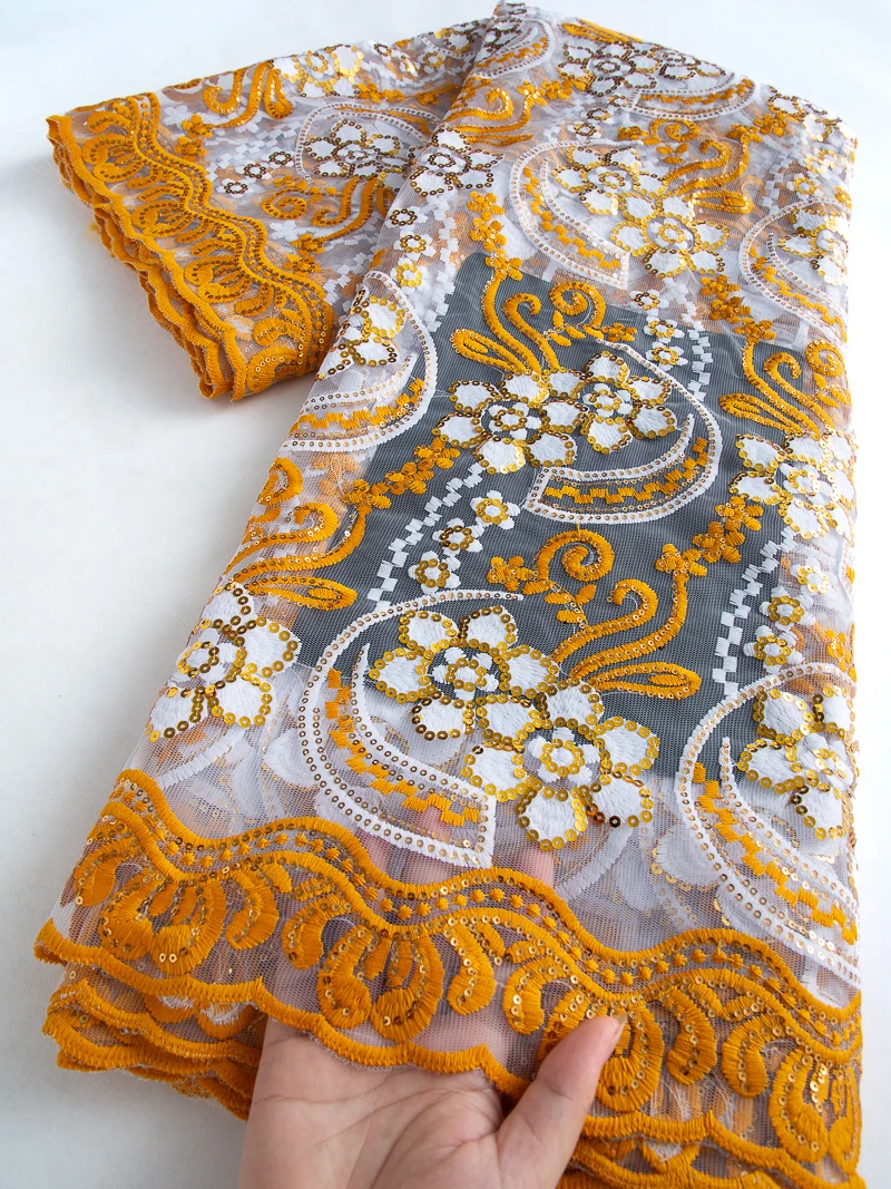 

African Mesh Lace Fabric 2023 2.5Yards Embroidered Nigerian Net Laces Fabric Bridal High Quality French Tulle Lace Fabric TY3611
