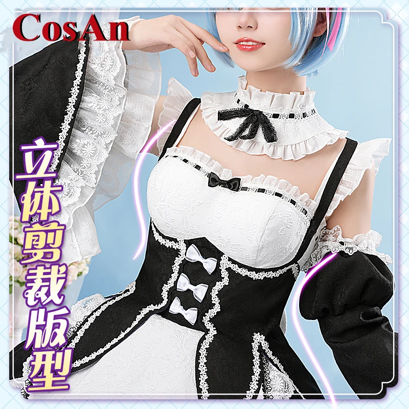 CosAn Anime Re:Life In A Different World From Zero Rem Cosplay Costume Sweet Maid Dress Activity Party Role Play Clothing