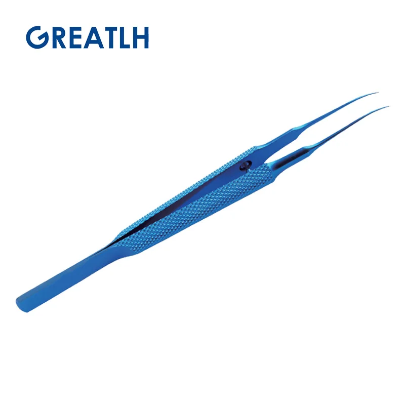 1pcs Eyelid Flat Handle Curved Tooth Forceps Titanium Alloy Ophthalmic Surgical Instrument