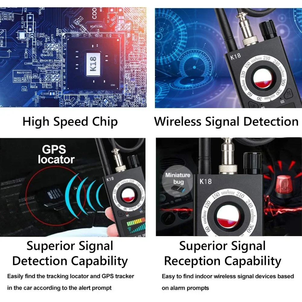 Anti-Spy Detector de câmera escondida, Multi-Function GSM Audio Bug Finder, GPS RF Signal, Spy Things Hacking Divice Detector, Profissional