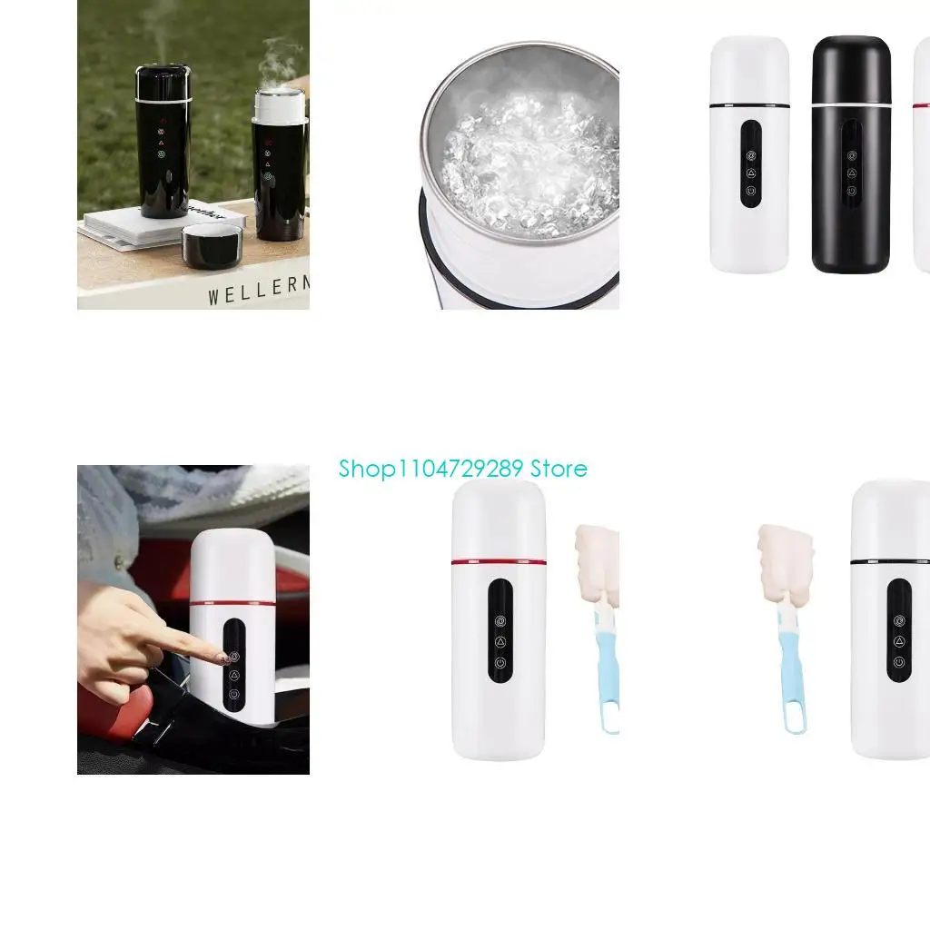 

D8KE Travel Electric Kettle with LED Display & Four Temperature Presets Leak Proof Travel Mug Car Heating Cup for Travel