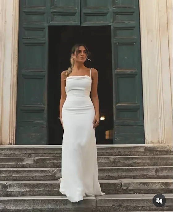 Trouwjurken 2026 Aanpassen aan maatregelen Zeemeermin Tot de grond Spaghettibandjes Ruglooze Eenvoudig Beah Robe De Mariee Mouwloos