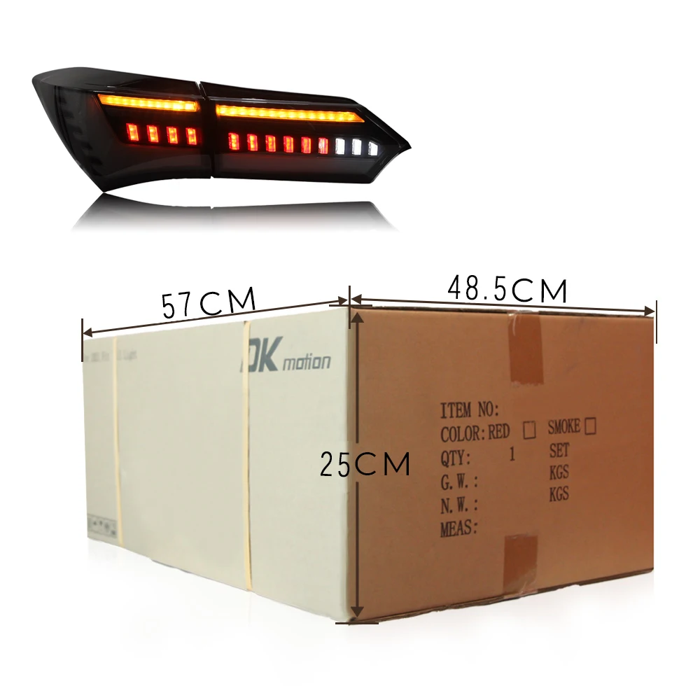 DK الحركة LED أضواء خلفية لتويوتا كورولا 2014-2019 11th الجنرال سيدان E210 مجموعة مصابيح خلفية للسيارة